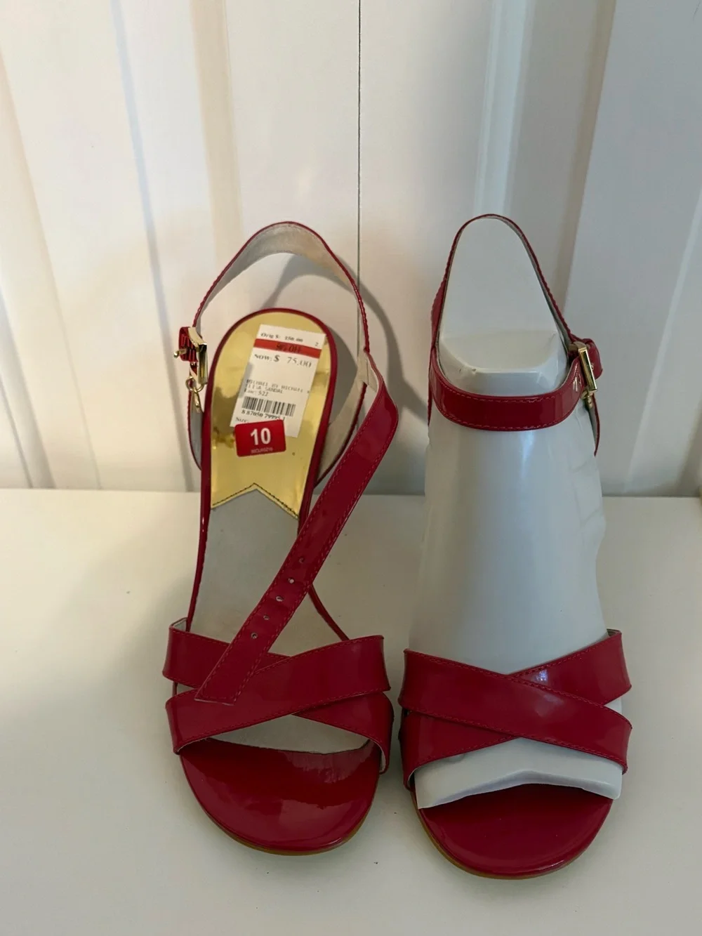 MICHAEL KORS Red Patent Slingback Heels, Size 10, NWT